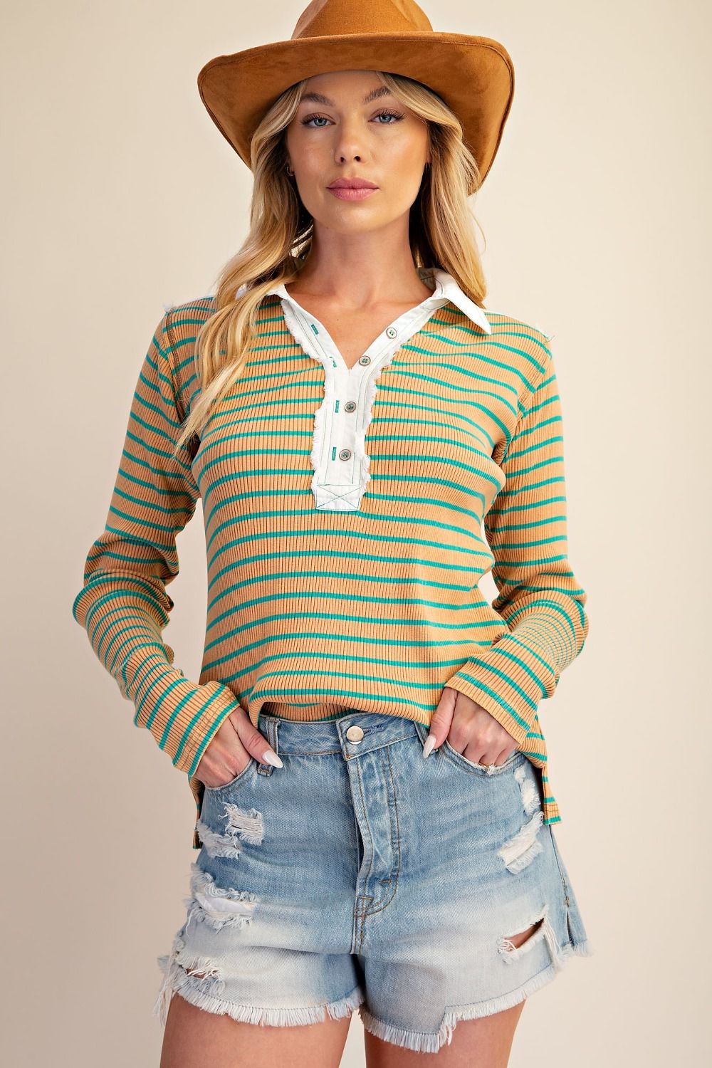 Stripe   Henley Top