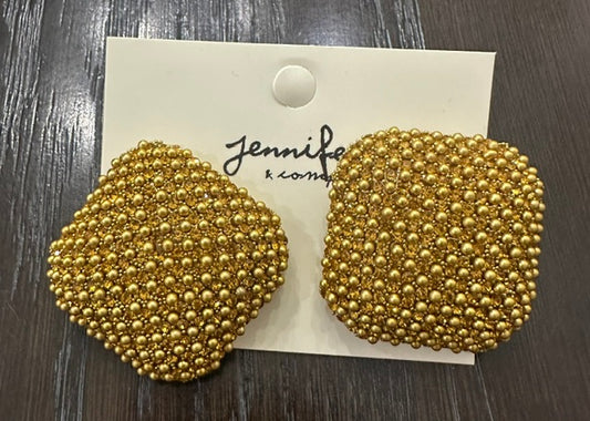 Pearl Square Button Earrings