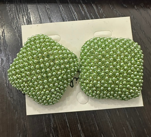 Pearl Square Button Earrings