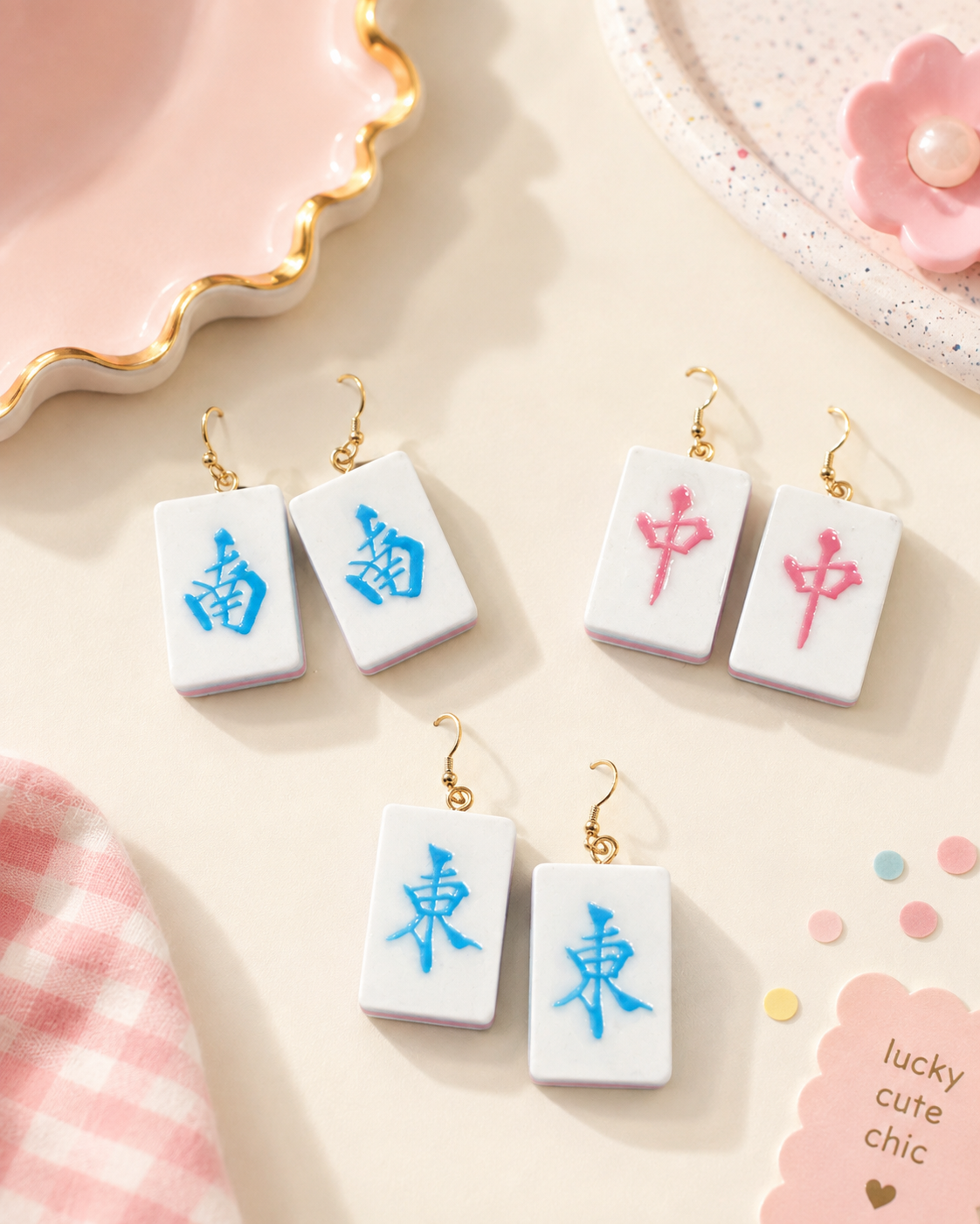 Mahjong Tile Earrings