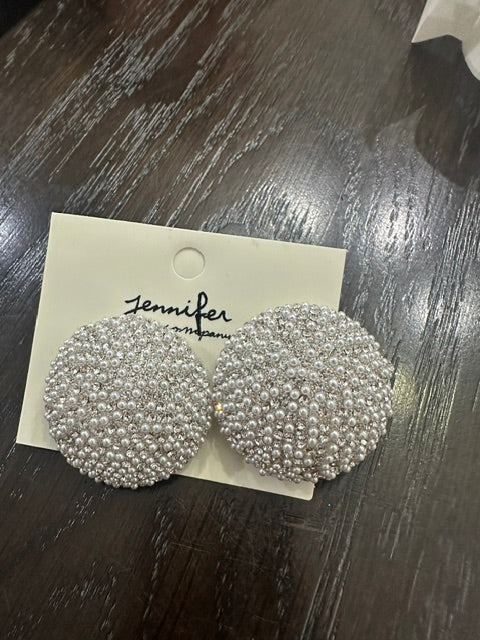 Multi Color Pearls Round Button Earrings
