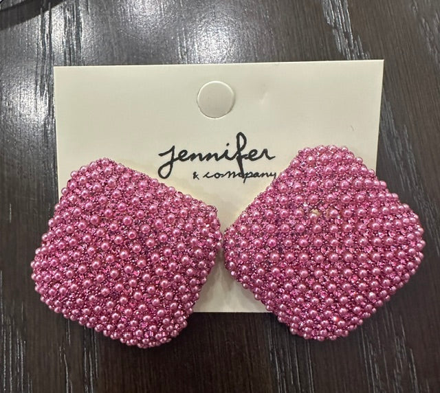 Pearl Square Button Earrings