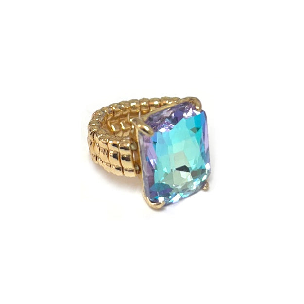 Rectangular Glass Adjustable Ring
