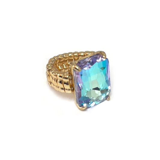 Rectangular Glass Adjustable Ring