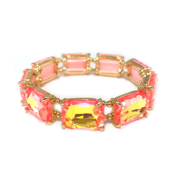 Rectangular Glass Link Bracelet: