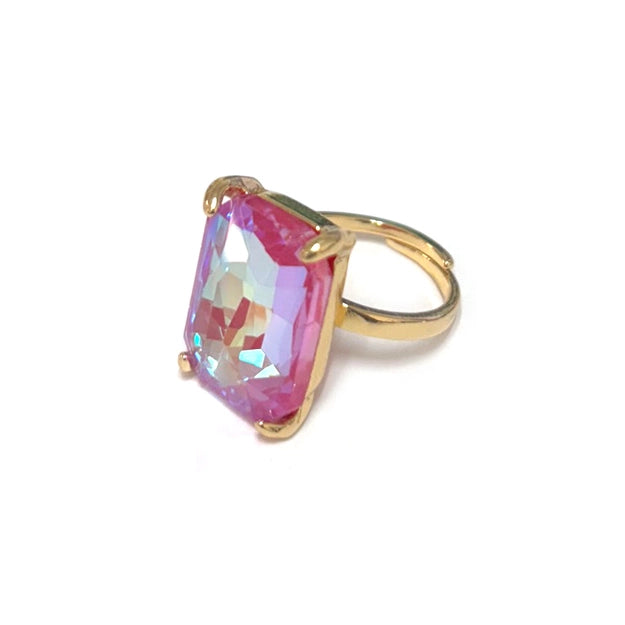 Modern Classic Rectangular Glass Ring