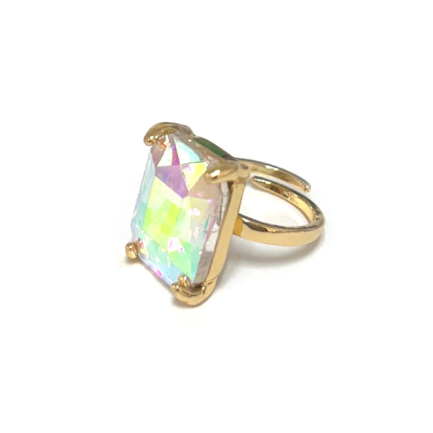 Modern Classic Rectangular Glass Ring