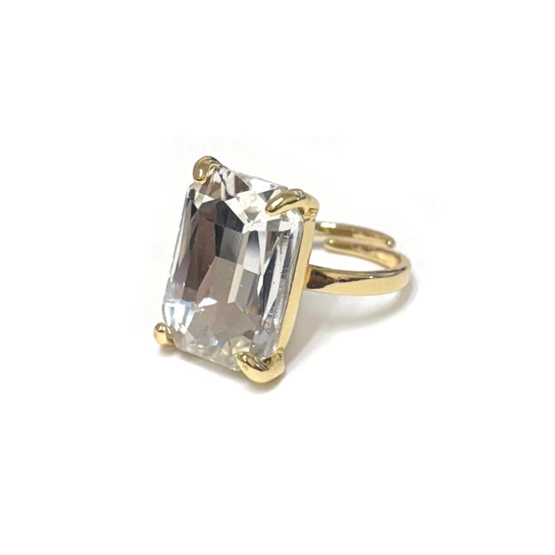 Modern Classic Rectangular Glass Ring