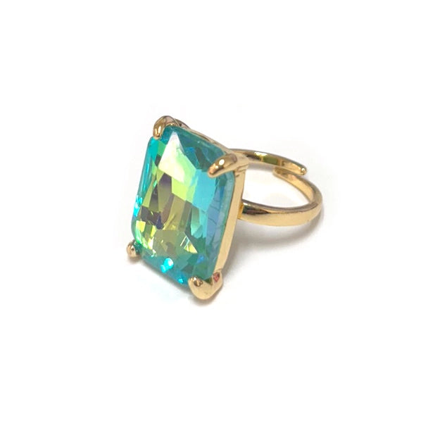 Modern Classic Rectangular Glass Ring