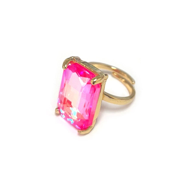 Modern Classic Rectangular Glass Ring