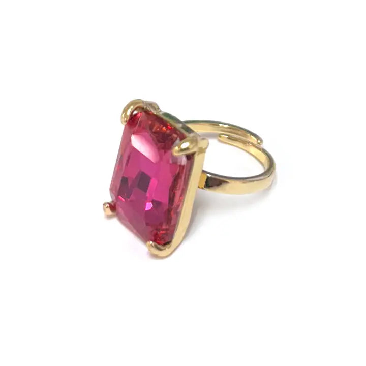 Modern Classic Rectangular Glass Ring