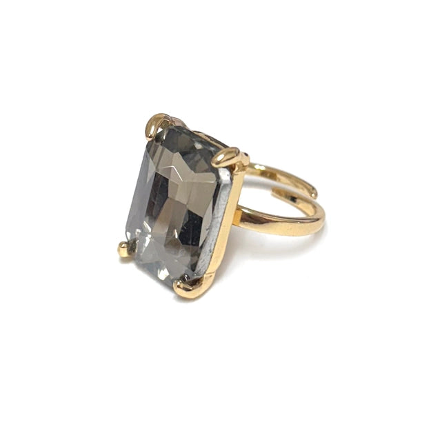 Modern Classic Rectangular Glass Ring