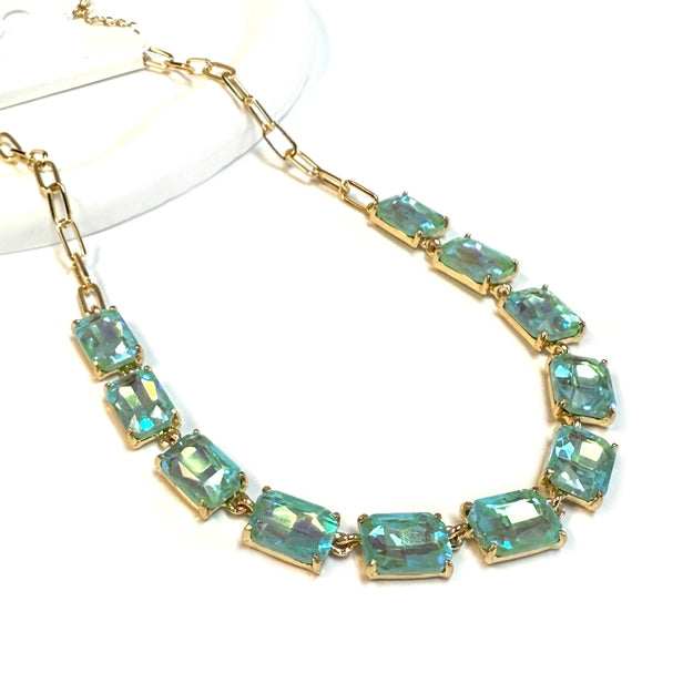 Cushion Rectangular Glass Necklace