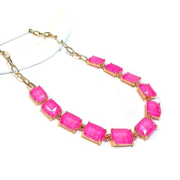 Cushion Rectangular Glass Necklace