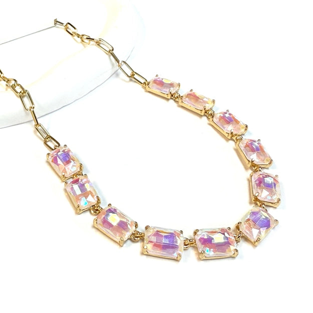 Cushion Rectangular Glass Necklace
