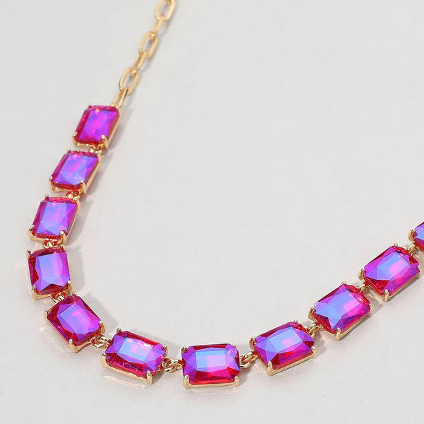 Cushion Rectangular Glass Necklace
