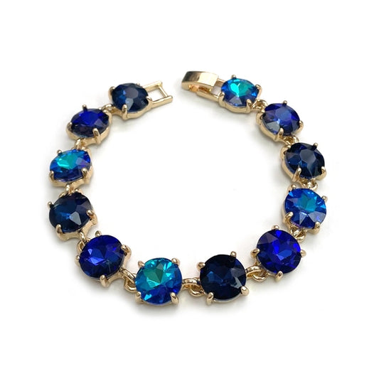 Round Cushion Glass Linked Bracelet