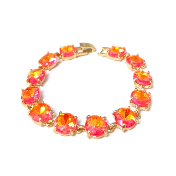 Round Cushion Glass Linked Bracelet