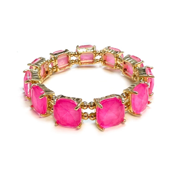 Cushion Glass Stretch Bracelet