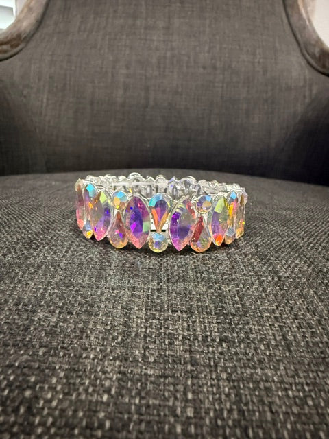 Silver Oval and Pear Shaped Bracelet - AB