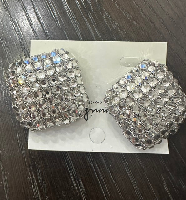 Pearl Square Button Earrings