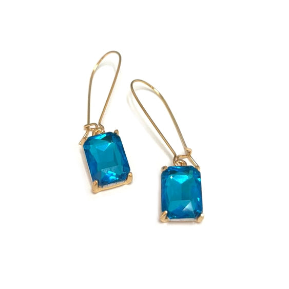 Emerald Glass Bead Dangle Earrings