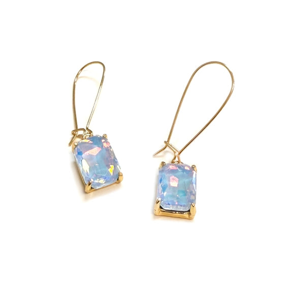 Emerald Glass Bead Dangle Earrings