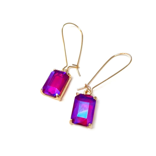 Emerald Glass Bead Dangle Earrings