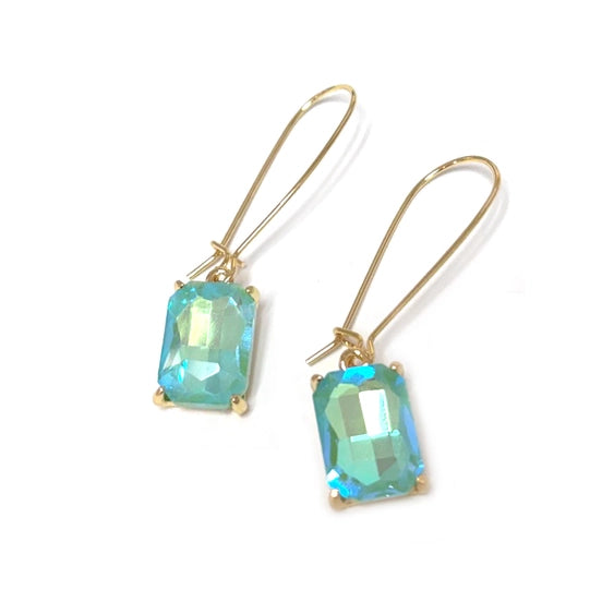 Emerald Glass Bead Dangle Earrings