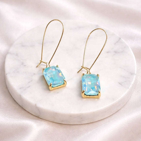 Emerald Glass Bead Dangle Earrings