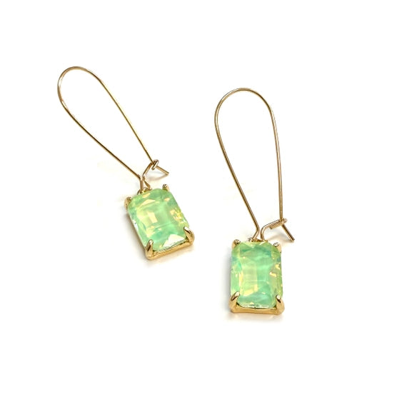 Emerald Glass Bead Dangle Earrings