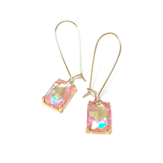 Emerald Glass Bead Dangle Earrings