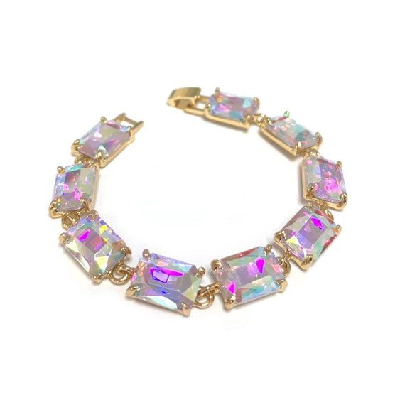 Emerald Glass Linked Bracelet