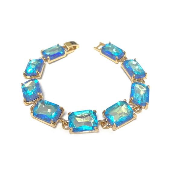 Emerald Glass Linked Bracelet