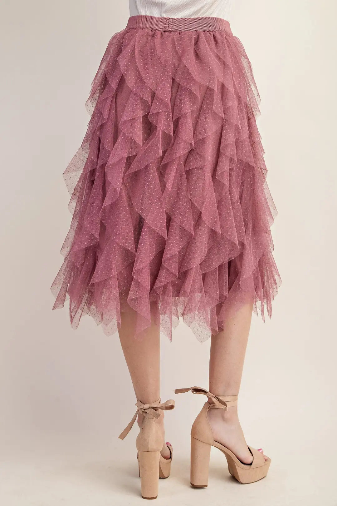 GiGiO Ruffled Tulle Skirt Rose