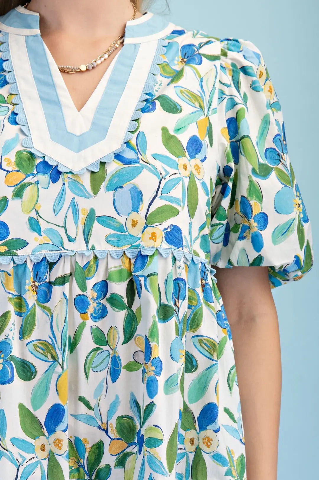 GiGiO Floral Midi Dress Blue