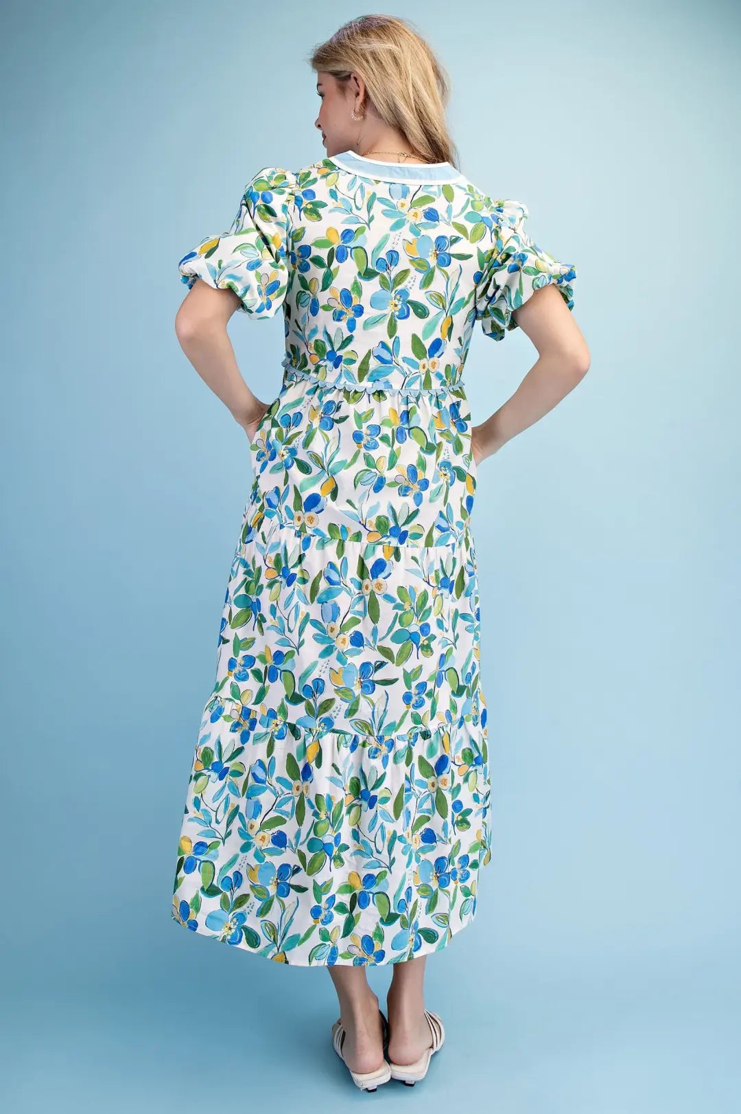 GiGiO Floral Midi Dress Blue