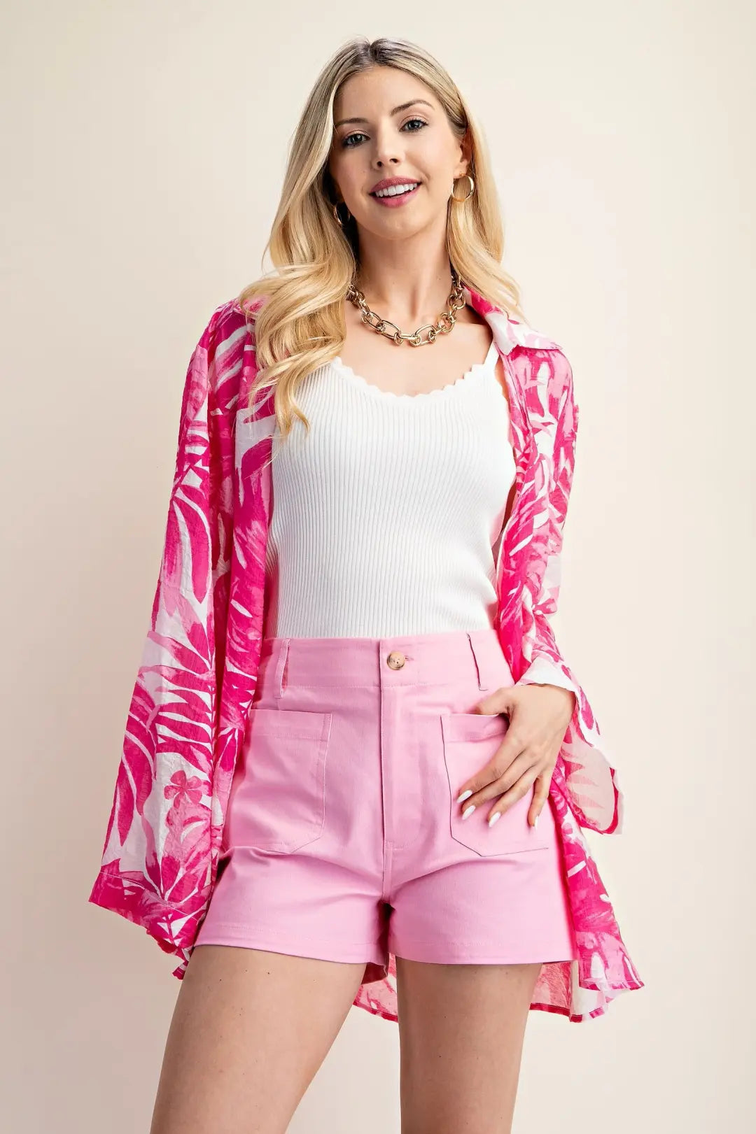 GiGio High Waisted Shorts with Pockets Pink