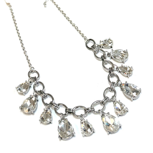 Cushion Teardrop Cluster Drop Necklace-Clear