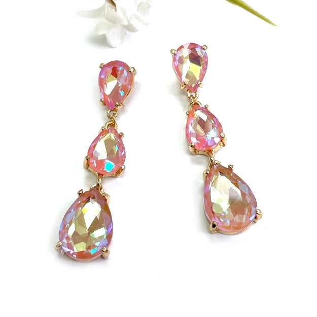 Triple Glass Teardrop Earrings