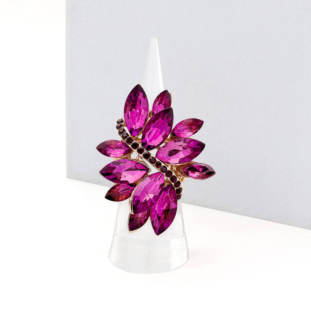 Marquise Crystal Cluster Stretch Ring: Vitrail Medium