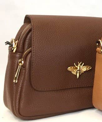 Bumble Bee Leather Crossbody  Bag JIJOU CAPRI: RED