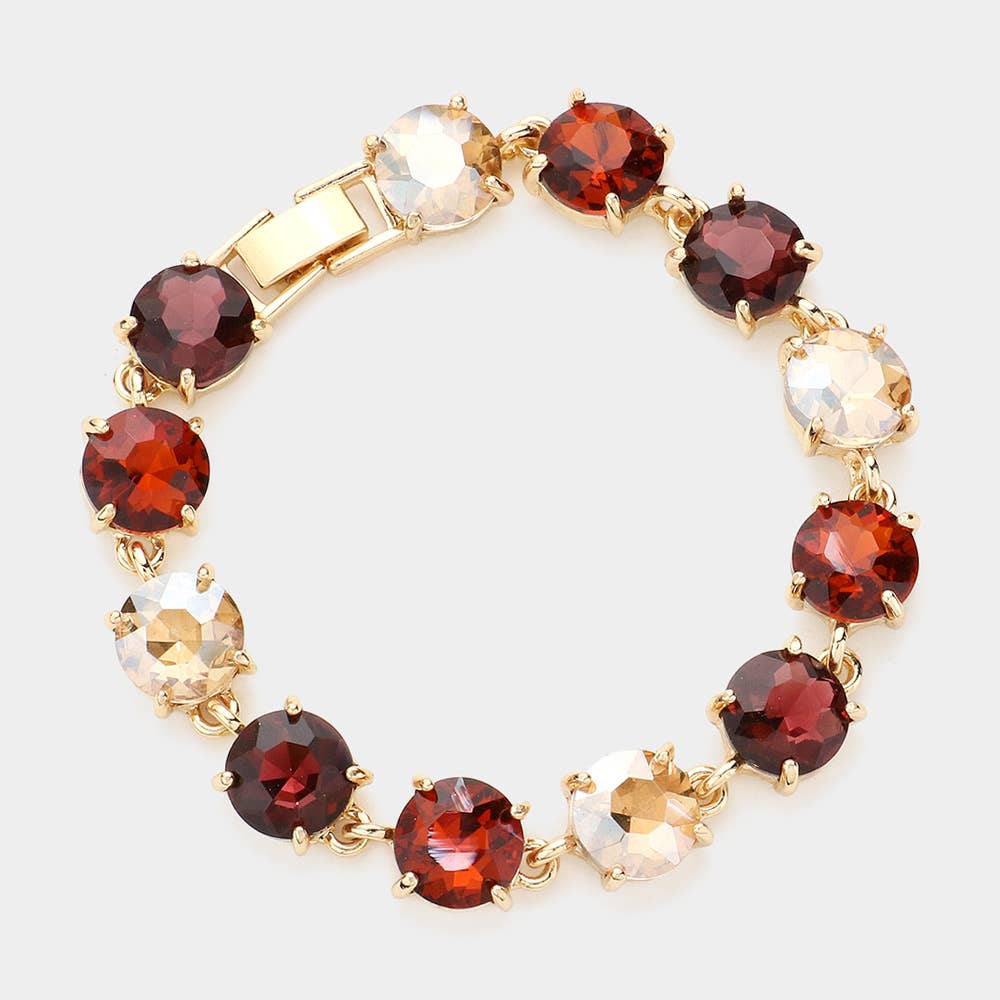 American USA Round Stone Link Evening Bracelet: AB,Multi