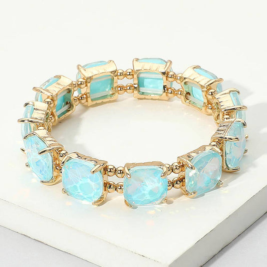 Cushion Square Stone Stretch Evening Bracelet: PBL