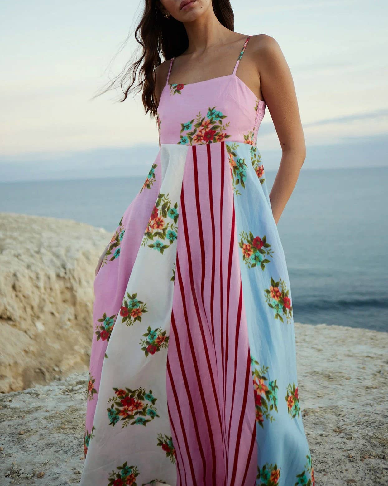 Resort Slip Blossoms Print Maxi Dress: Green / S