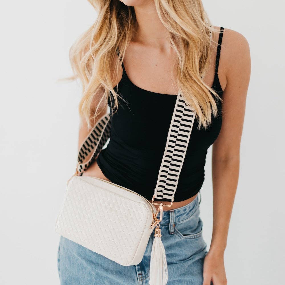 Woven Willow Camera Crossbody Bag Wholesale: Brown