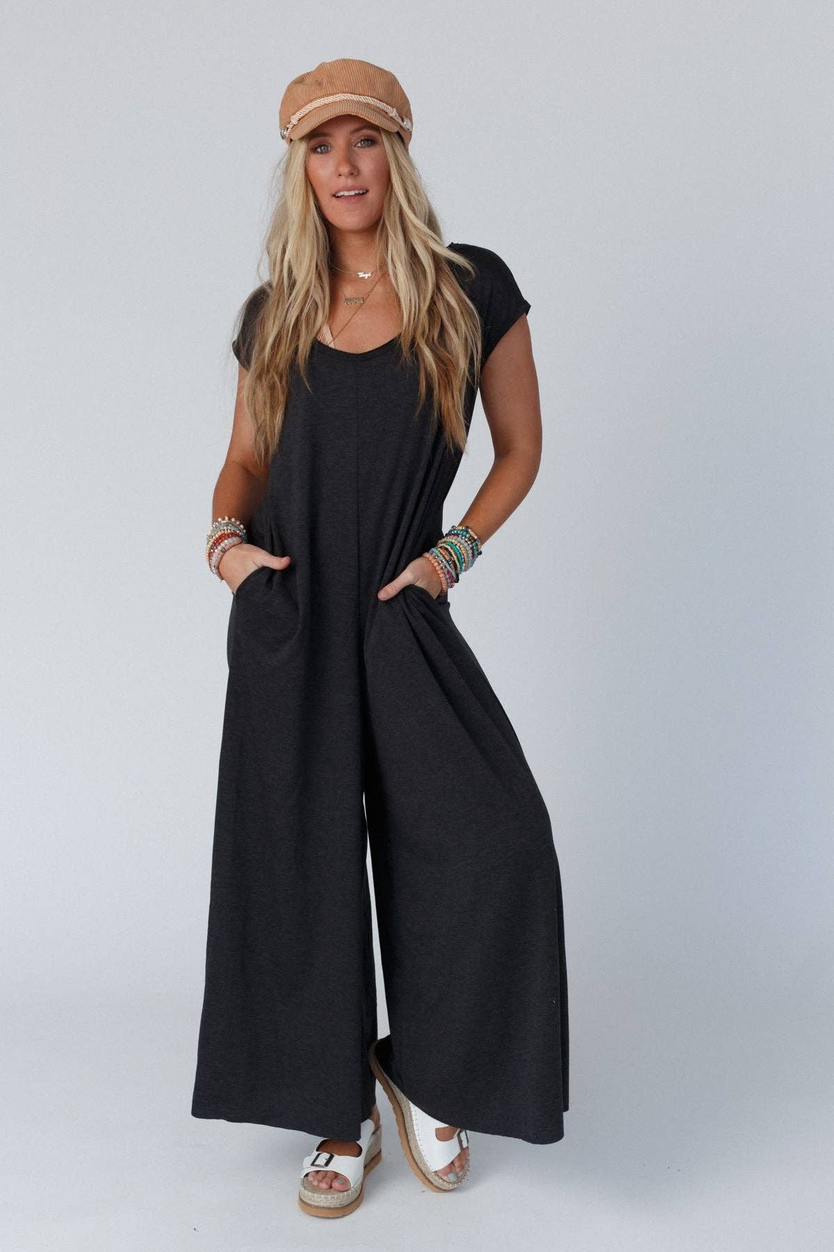 Daphne Scoop Neck Jumpsuit - Charcoal: S