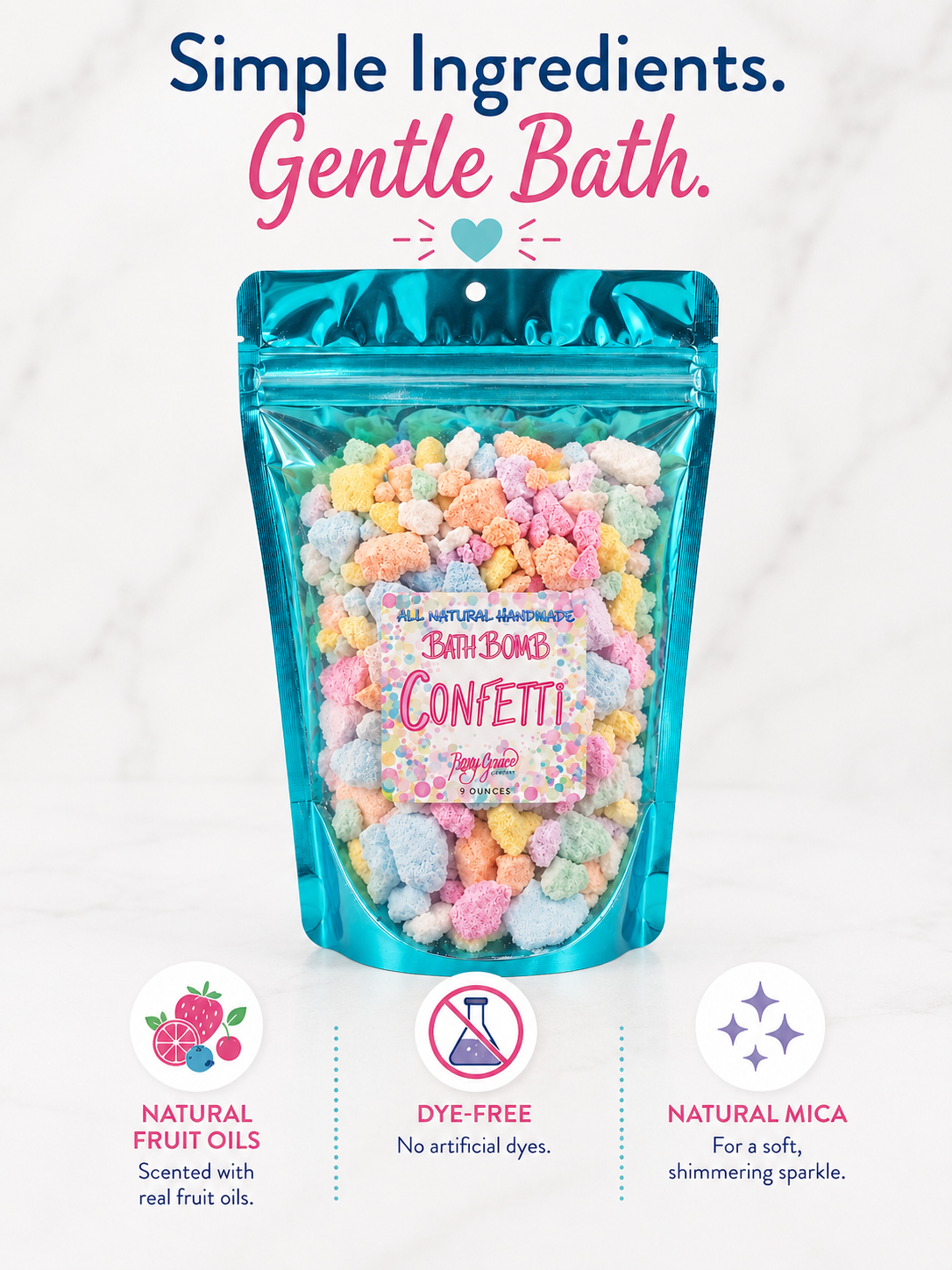 Bath Bomb Confetti – Fruity Mini Bath Bomb Pieces (½ lb)