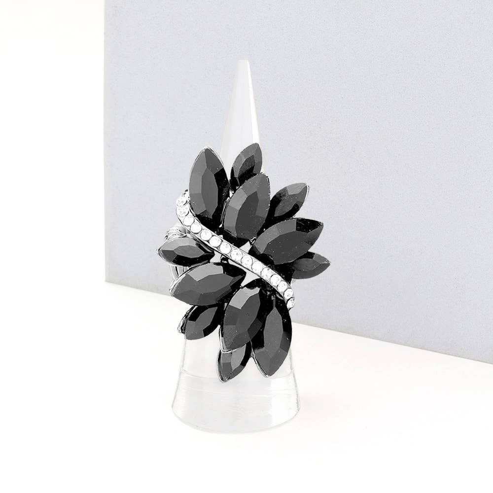 Marquise Crystal Cluster Stretch Ring: Vitrail Medium