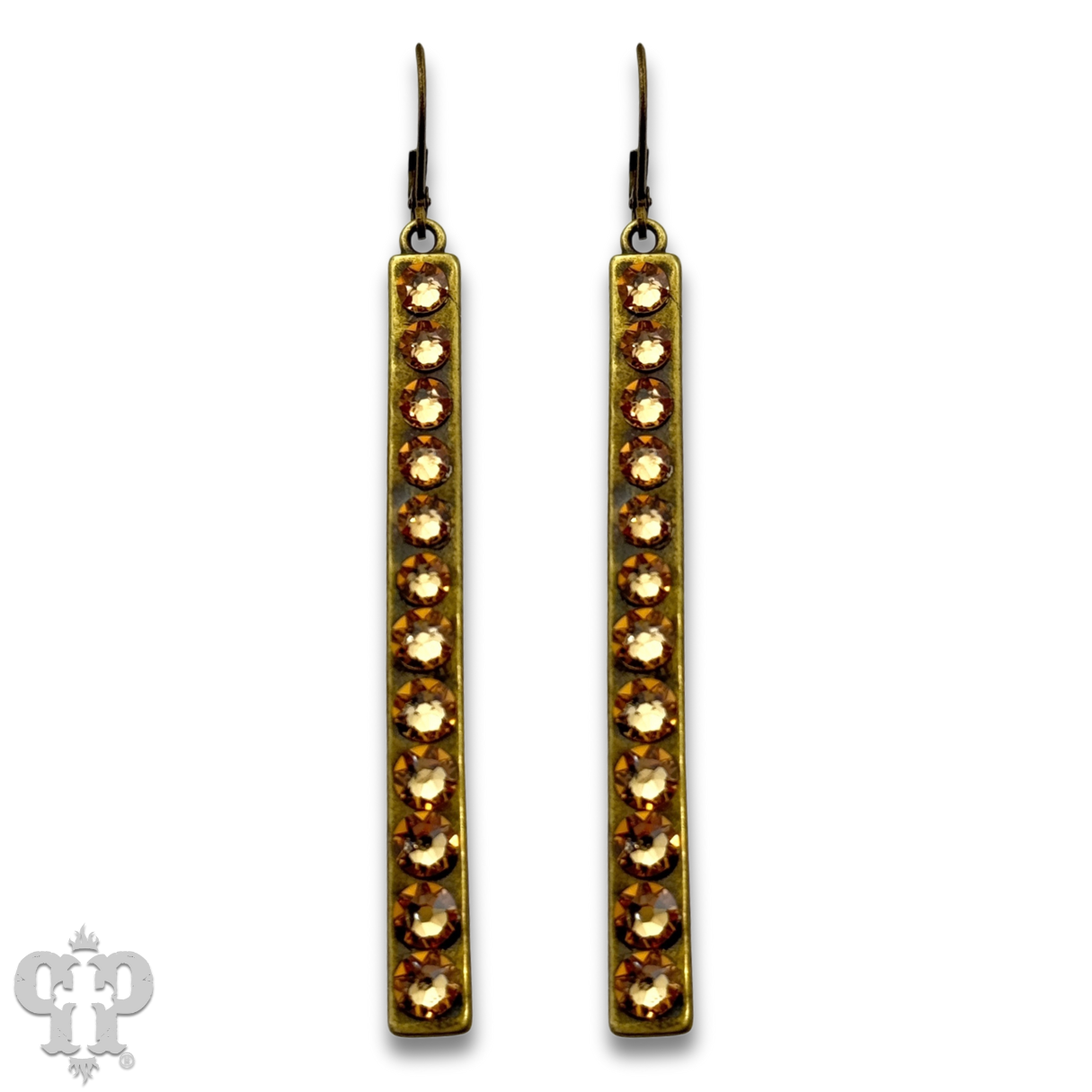 Sleek bar earring with Austrian crystals: White